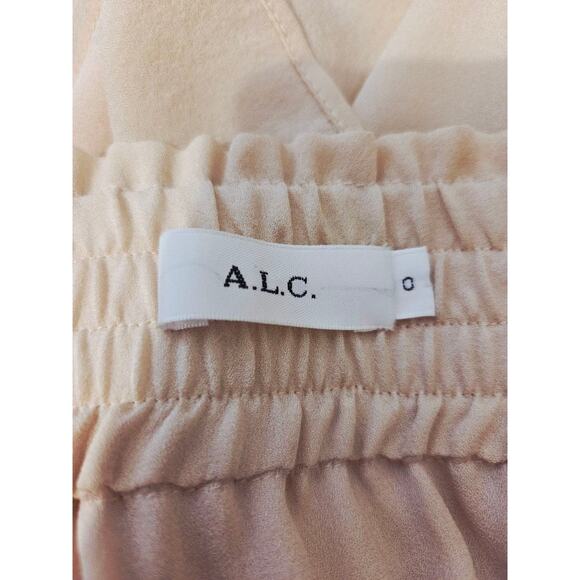 A.L.C. 100% Silk Skirt Womens 0 Mini Layered Ruffle Beige Nude Asymmetrical Hem - Picture 8 of 10